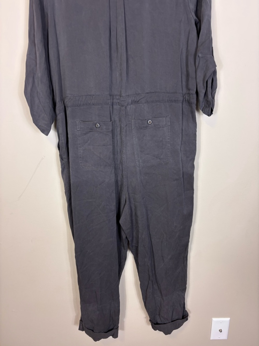 Sundance Button-Front Collared Utility Jumpsuit - Charcoal Large - Picture 5 of 8